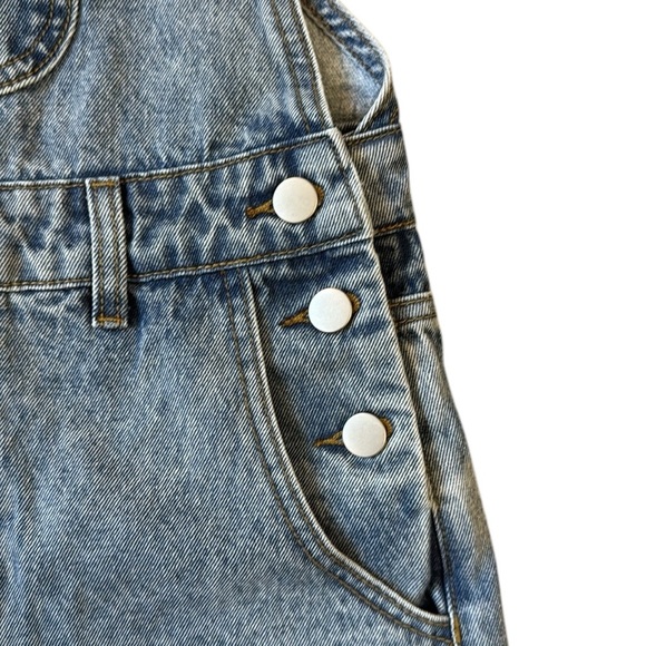Cider Blue Denim Bib Overall Shorts Shorterall Silver Hardware Rolled Hem XS - Picture 6 of 13